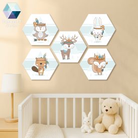 5 kicsi indián - 5 db-os hatszög babaszoba dekoráció