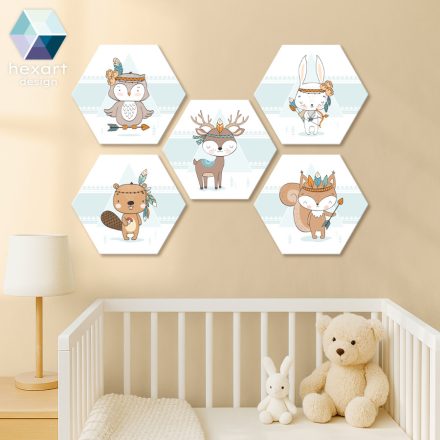 5 kicsi indián - 5 db-os hatszög babaszoba dekoráció