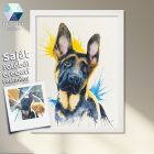 Kutya festmény a saját fotód alapján – kézzel festett eredeti akvarell festmény művészi ajándék 1 vagy 2 kisállatról, több méretben, ajándék kerettel