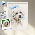 Kutya festmény a saját fotód alapján – kézzel festett eredeti akvarell festmény művészi ajándék 1 vagy 2 kisállatról, több méretben, ajándék kerettel