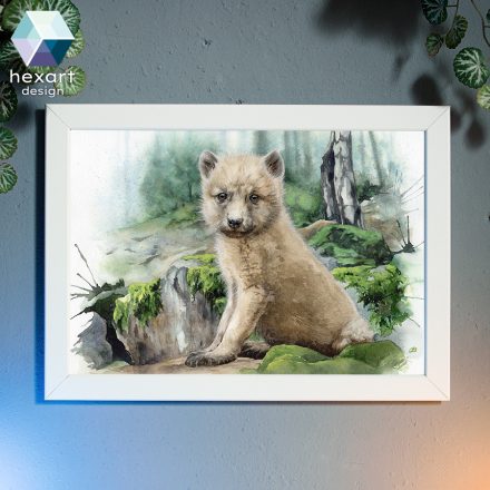Farkaskölyök - eredeti akvarell festmény
