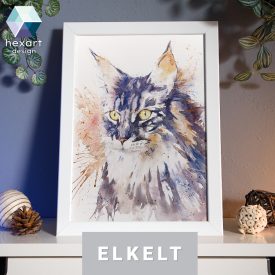   • ELKELT! • Maine Coon portré - Eredeti akvarell festmény