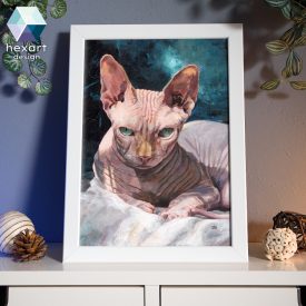 Szfinx cica portré - eredeti akril festmény