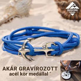   Vitorlás karkötő maxi (választható színben), akár gravírozott acél medál kiegészítővel