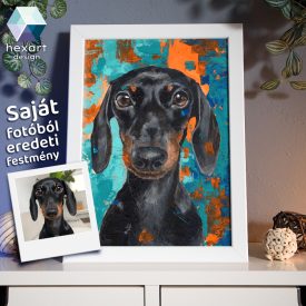   Akril kutya portré festmény saját fotó alapján – kézzel festett művészi ajándék 1 vagy 2 kisállatról, több méretben, ajándék kerettel 