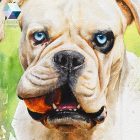 Német boxer portré - eredeti akvarell festmény (30x40 cm)