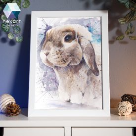 Törpe nyuszi portré - eredeti akvarell festmény