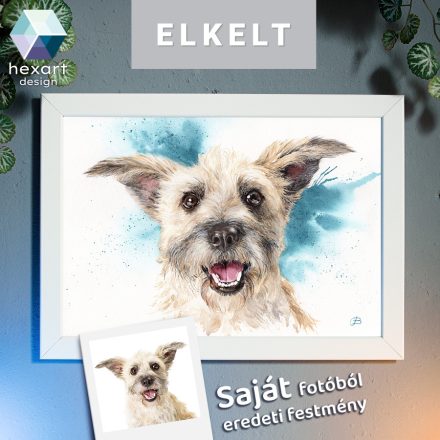 • ELKELT! • Terrier kutyus portré - Eredeti akvarell festmény