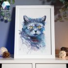 Akvarell cica portré festmény saját fotó alapján – kézzel festett művészi ajándék 1 vagy 2 kisállatról, több méretben, ajándék kerettel