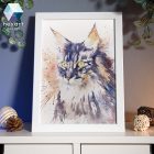 Akvarell cica portré festmény saját fotó alapján – kézzel festett művészi ajándék 1 vagy 2 kisállatról, több méretben, ajándék kerettel