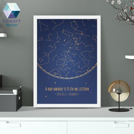 Elegáns kék - csillagtérkép (digitális nyomtatható fájl)