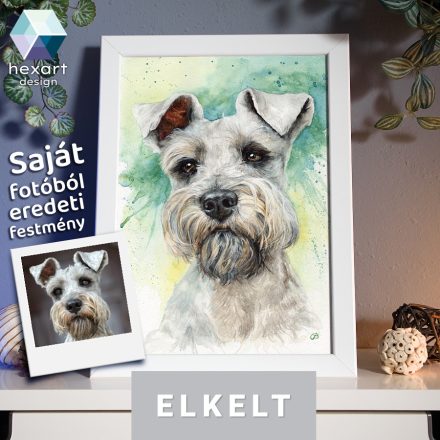 • ELKELT! • Toto a törpe schnauzer emlékőrző portréja - Eredeti akvarell festmény