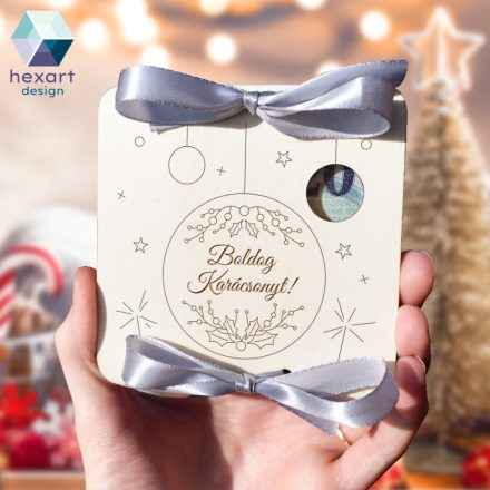 Karácsonyi pénzátadó/ajándékkártya átadó - gravírozott egyedi ajándék átadó karácsonyra