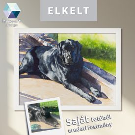   • ELKELT! • Fekete kutyus portré - Eredeti akvarell festmény