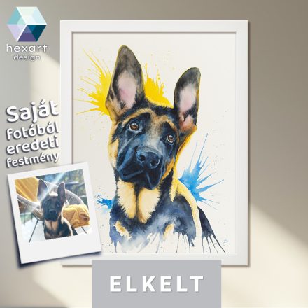 • ELKELT! • Német juhász kutya portré - Eredeti akvarell festmény