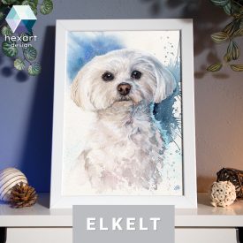   • ELKELT! • Máltai kutyus portré - Eredeti akvarell festmény