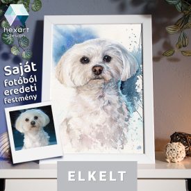   • ELKELT! • Máltai kutyus portré - Eredeti akvarell festmény