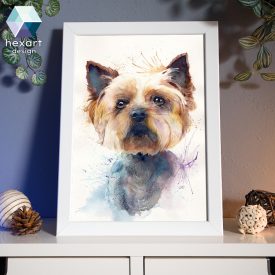 Yorkie portré - eredeti akvarell festmény