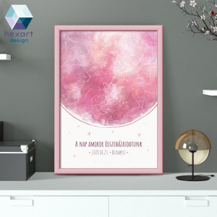 Akvarell pink - csillagtérkép (digitális nyomtatható fájl)