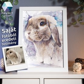   Akvarell kisállat portré festmény saját fotó alapján – kézzel festett művészi ajándék 1 vagy 2 kisállatról, több méretben, ajándék kerettel